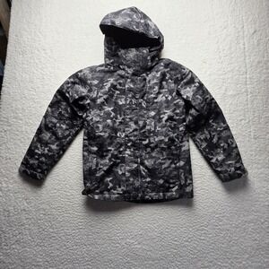 Columbia Jacket Youth‎ Medium 10-12 Gray Camo Hooded Interchange Ski Winter Coat